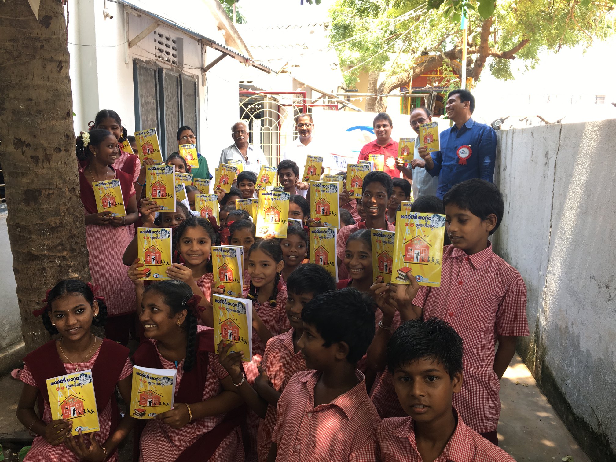 Books Distribution at Praja Vidyalayam Madhura Nagar, Near Janachitana Bridge, Kakinada on Oct 4 2018